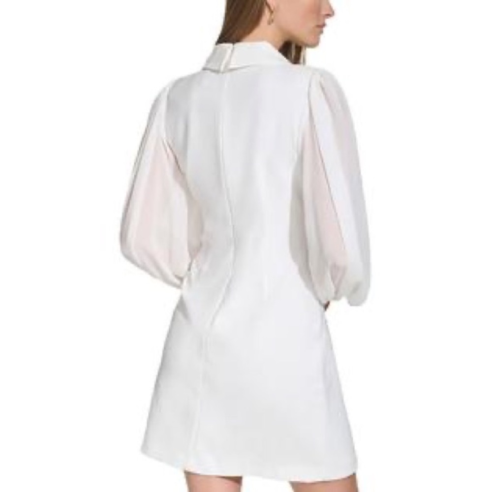 NWT Vince Camuto Notch Collar Long Sleeve Stretch White Crepe Blazer Dress - Picture 2 of 7